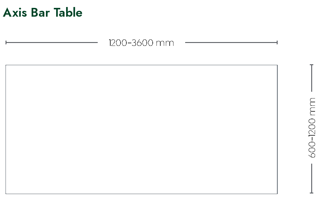 Axis Mobile Bar Table dimensioned plan view
