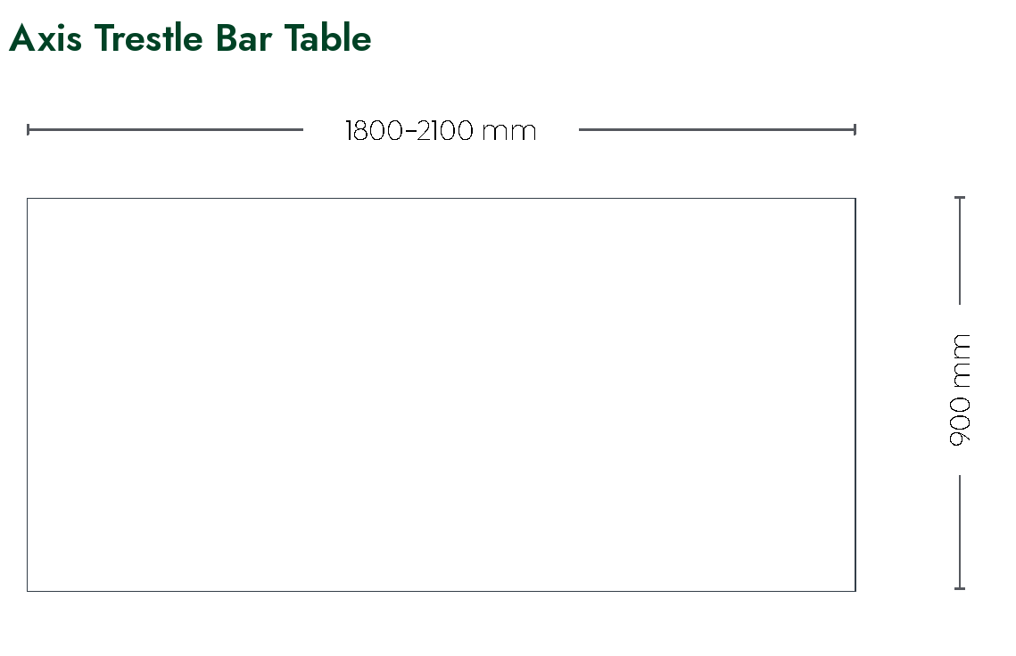 Axis Trestle Bar Table 4 leg dimensioned plan view