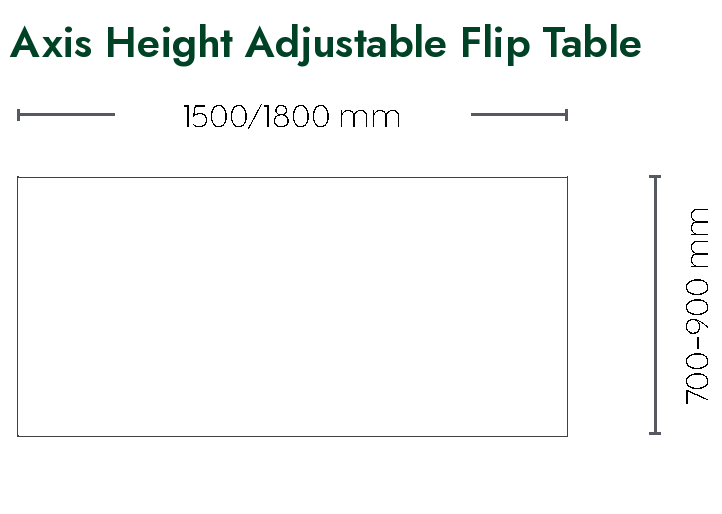 Axis Height Adjustable Flip dimensioned plan view
