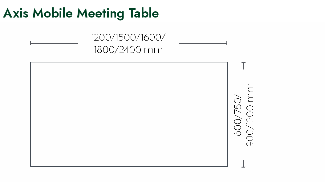Axis Mobile Meeting Table dimensioned plan view