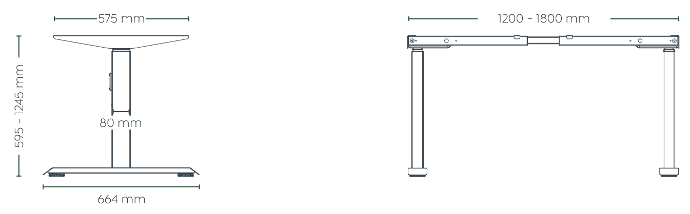 Klass Electric Single Workstation dimensioned line drawing