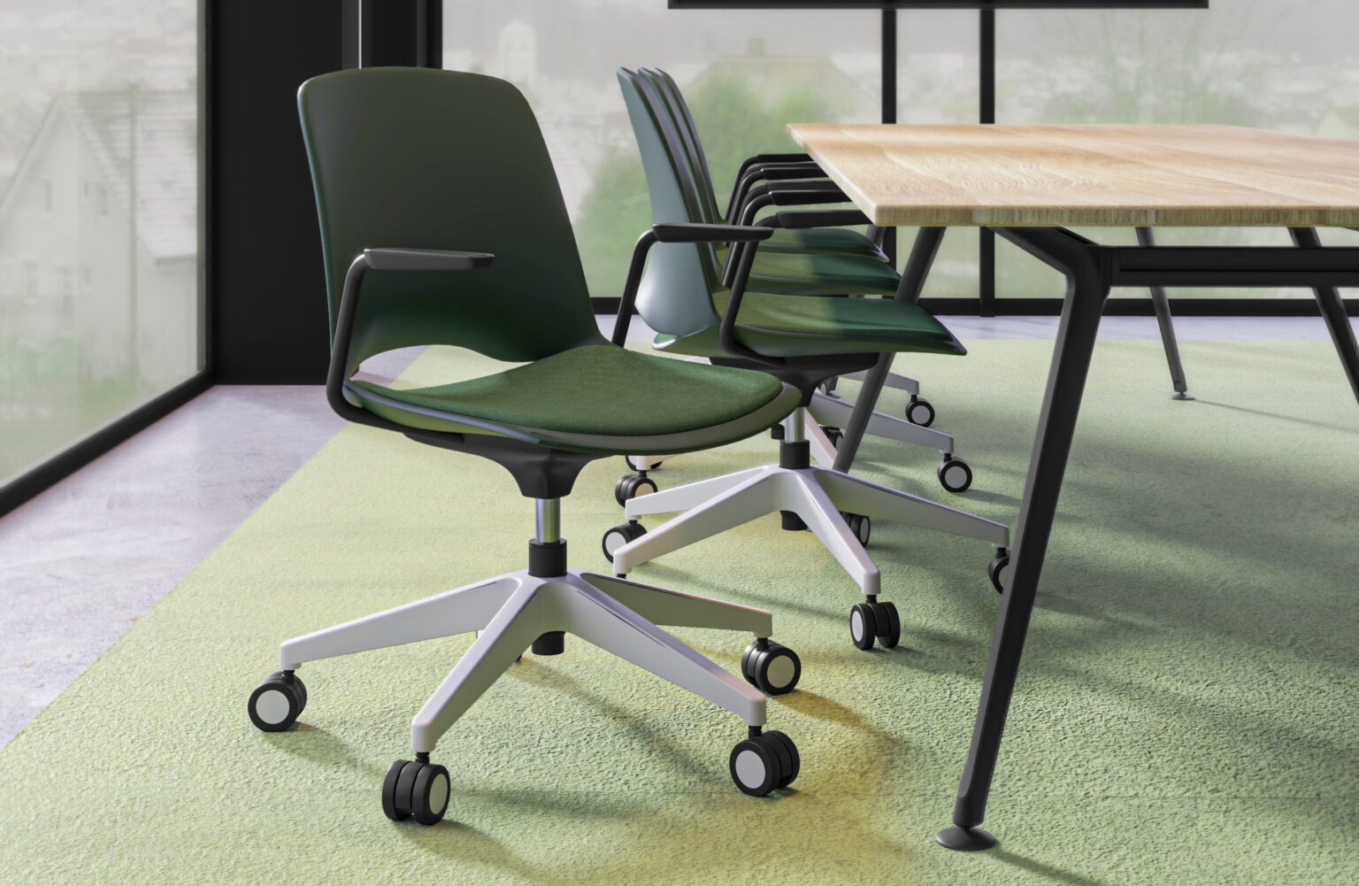 Visitor chairs in a commercial reception setting