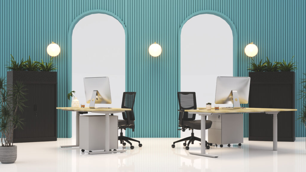 Electric sit-to-stand desk installed in an Australian commercial office